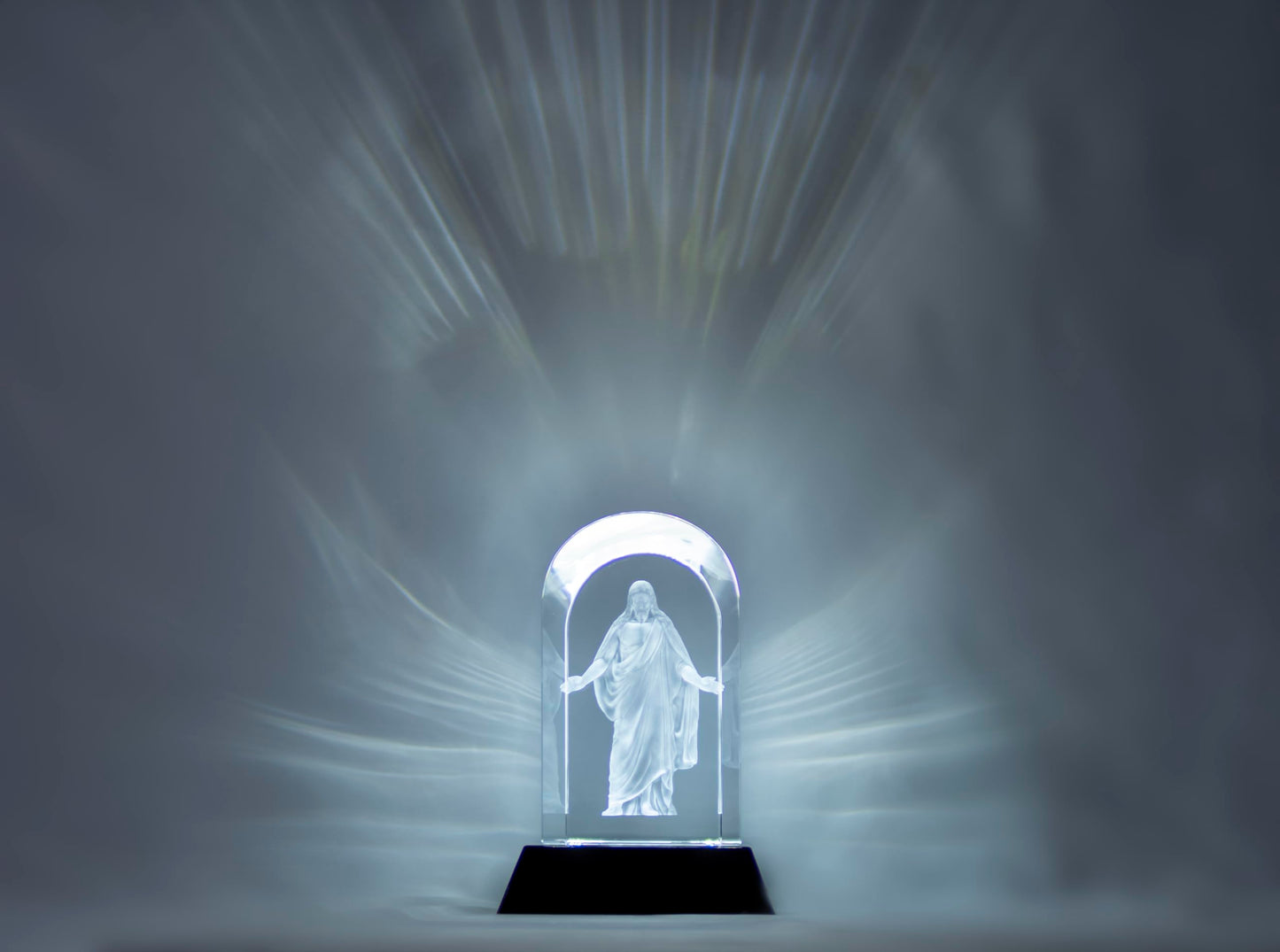 Crystal Christus 3D Laser Engraved Statue & LED Lighted Base