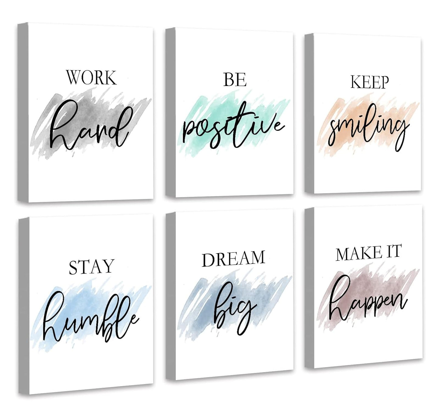 Framed Canvas Wall Art Set of 6 for Bedroom Living Room Wall Decor, Motivational Wall Decor Inspirational Office Wall Art Quotes for Living Room, 8x10 Inch