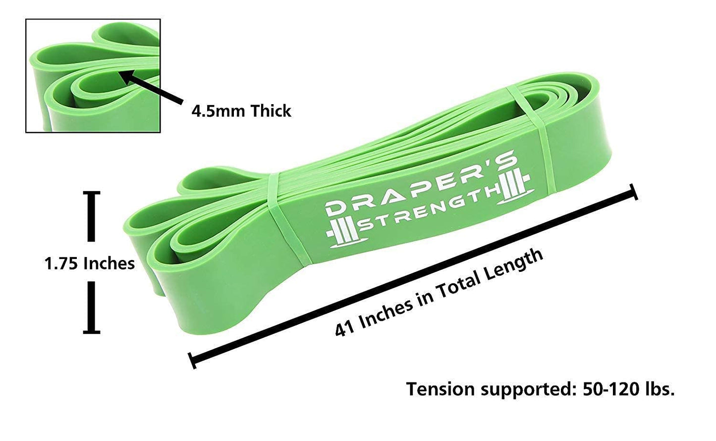 Draper's Strength Heavy Duty Resistance Stretch Loop Bands for Powerlifting Workout Exercise and Assisted Pull Ups