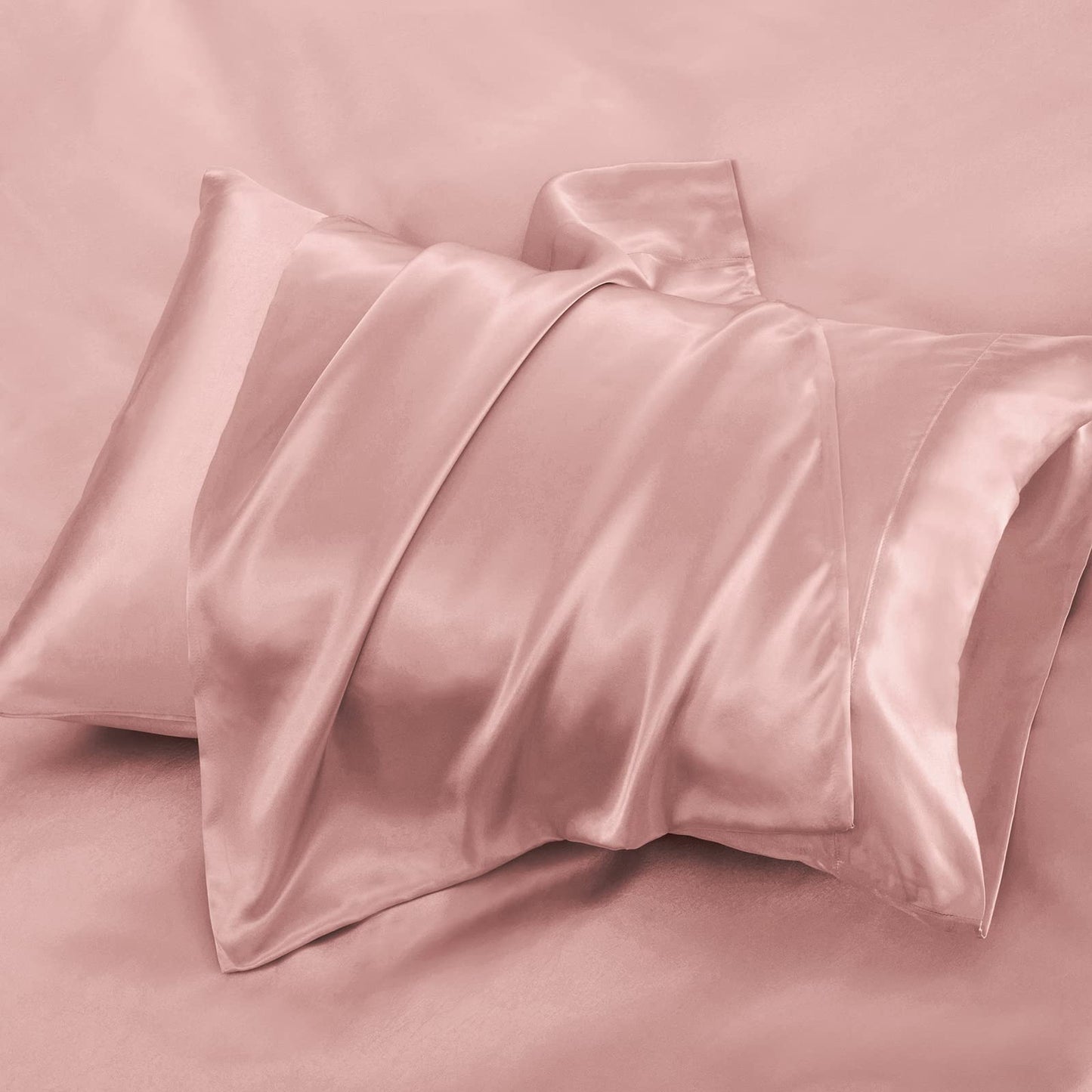 Pothuiny Satin Sheets King - Luxury Silky Satin Bed Sheets, Extra Soft Sheet Set (6 Pieces, Champagne) - 1 Fitted + 1 Flat + 4 Pillow Cases