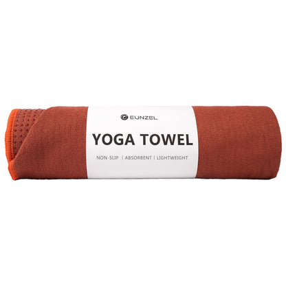 Eunzel Hot Yoga Towel - Microfiber Non Slip Yoga Mat Towel with Grip Dot Sweat Absorbent Towel for Hot Yoga, Pilates and Fitness 72" x 24", Dark Cyan/Orange
