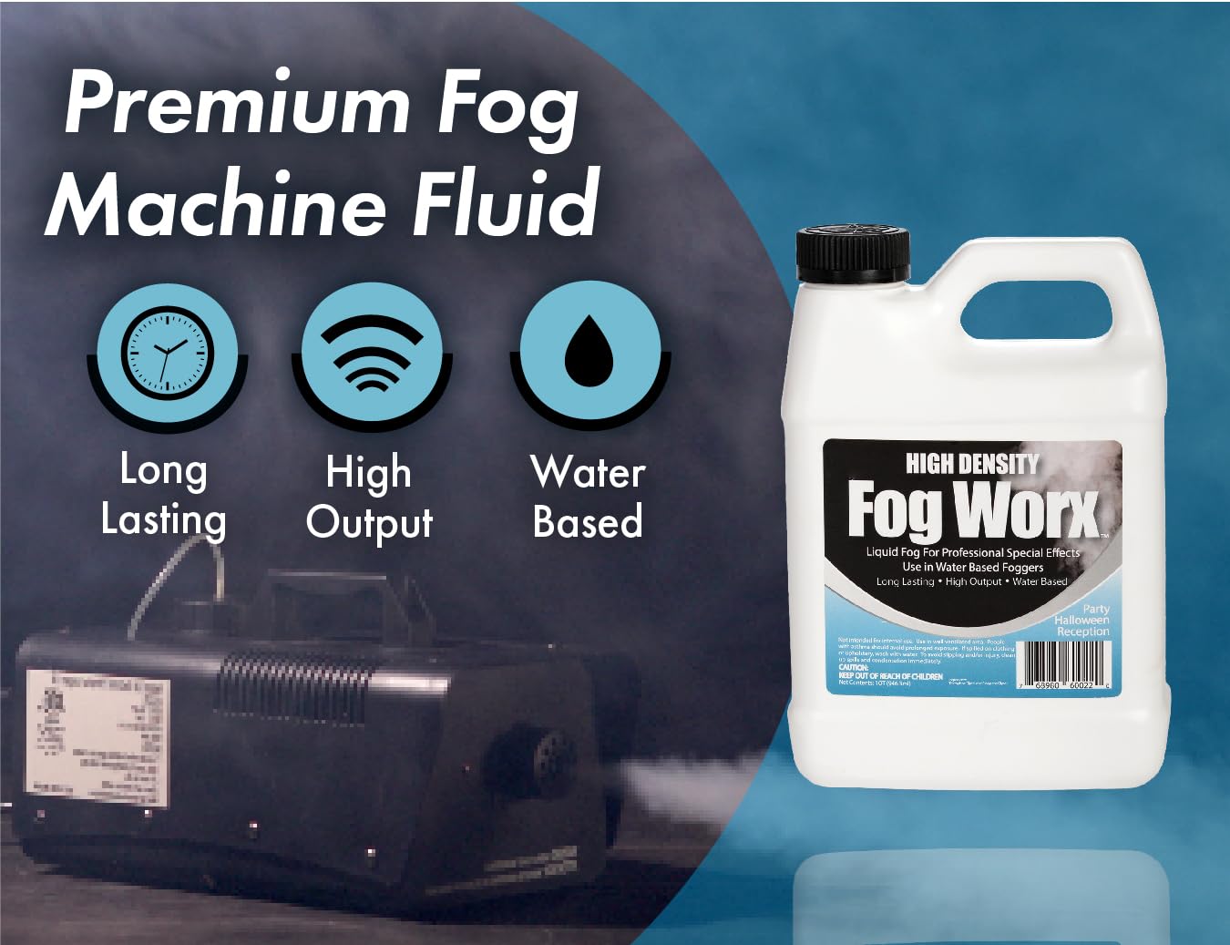 FogWorx Extreme High Density Fog Juice - Quart – 32 Fluid Ounces of Long Lasting, High Output, Odorless Water Based Machine Fluid for 400 to 1500 Watt Machines