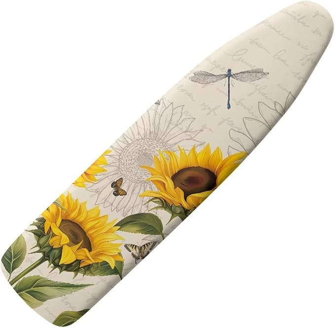 Sunflower Ironing Board Cover and Pad, Dragonfly Iron Board Cover Non-Slip