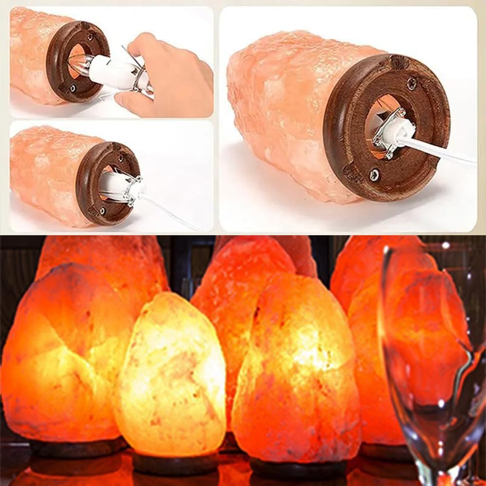 SCOMX WhiteHimalayan Salt Lamp Cord with Gear Switch，Original Replacement Cord with Base Assembly with E12 Socket，Christmas Light Bulb,Himalayan Salt Lampsand with 6 Free Bulbs for Salt Lamp