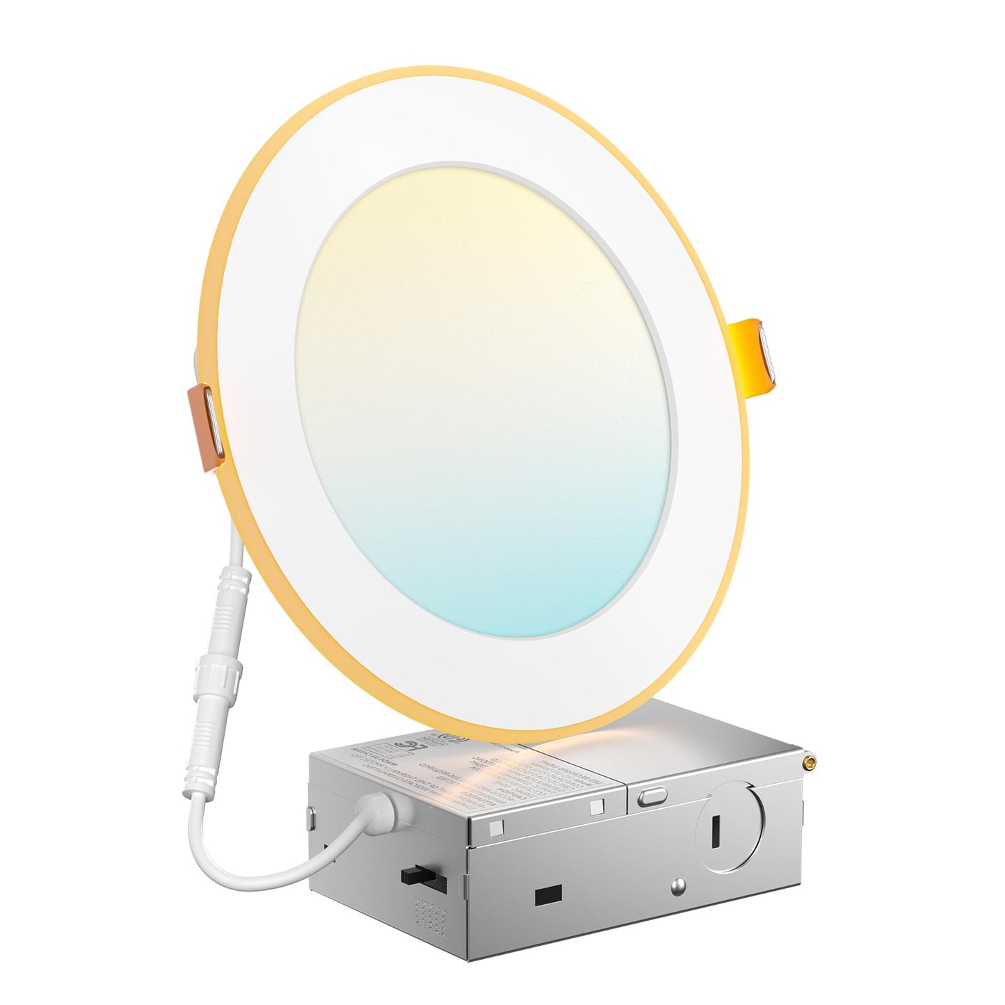 Amico 24 Pack 6 Inch 5CCT LED Recessed Ceiling Light with Night Light, 2700K/3000K/3500K/4000K/5000K Selectable Ultra-Thin Recessed Lighting, 12W=110W, 1100LM, Dimmable Canless Wafer Downlight ETL&FCC