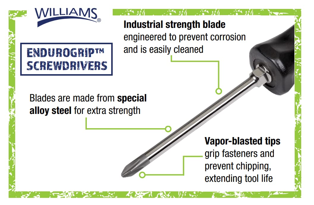 Williams Jhw100P-8Md 8-Piece Endurogrip Mixed Screwdriver Set