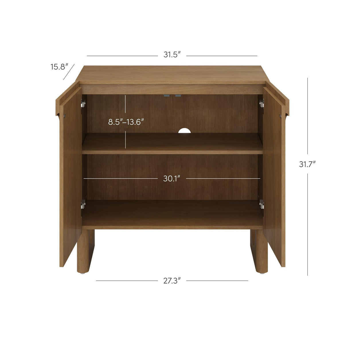 Nathan James Jett Mid Century Modern Wood Credenza Storage Cabinet, Modular Arched Door Cabinet with Solid Wood Legs, Light Brown