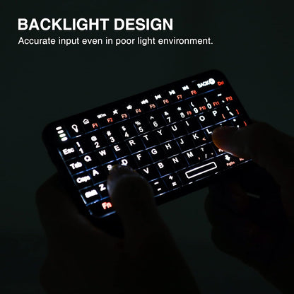 Rii Mini Bluetooth Keyboard,Portable Wireless Rechargeable Keyboard with Backlit,for Smart TV/Android TV Box/Smartphone/HTPC/IPTV/VR Glasses Black(Upgrade-TypeC)