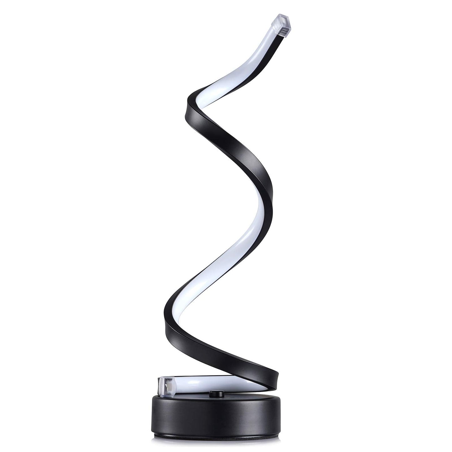 NUÜR Classic Spiral LED Table Lamp Black, Dimmable Metallic Bedside Lamp with Touch Controller, 3 Colour Temperature, 15.8 Inch Height, Contemporary, Decorative Lamp for Home, Living Room & Office