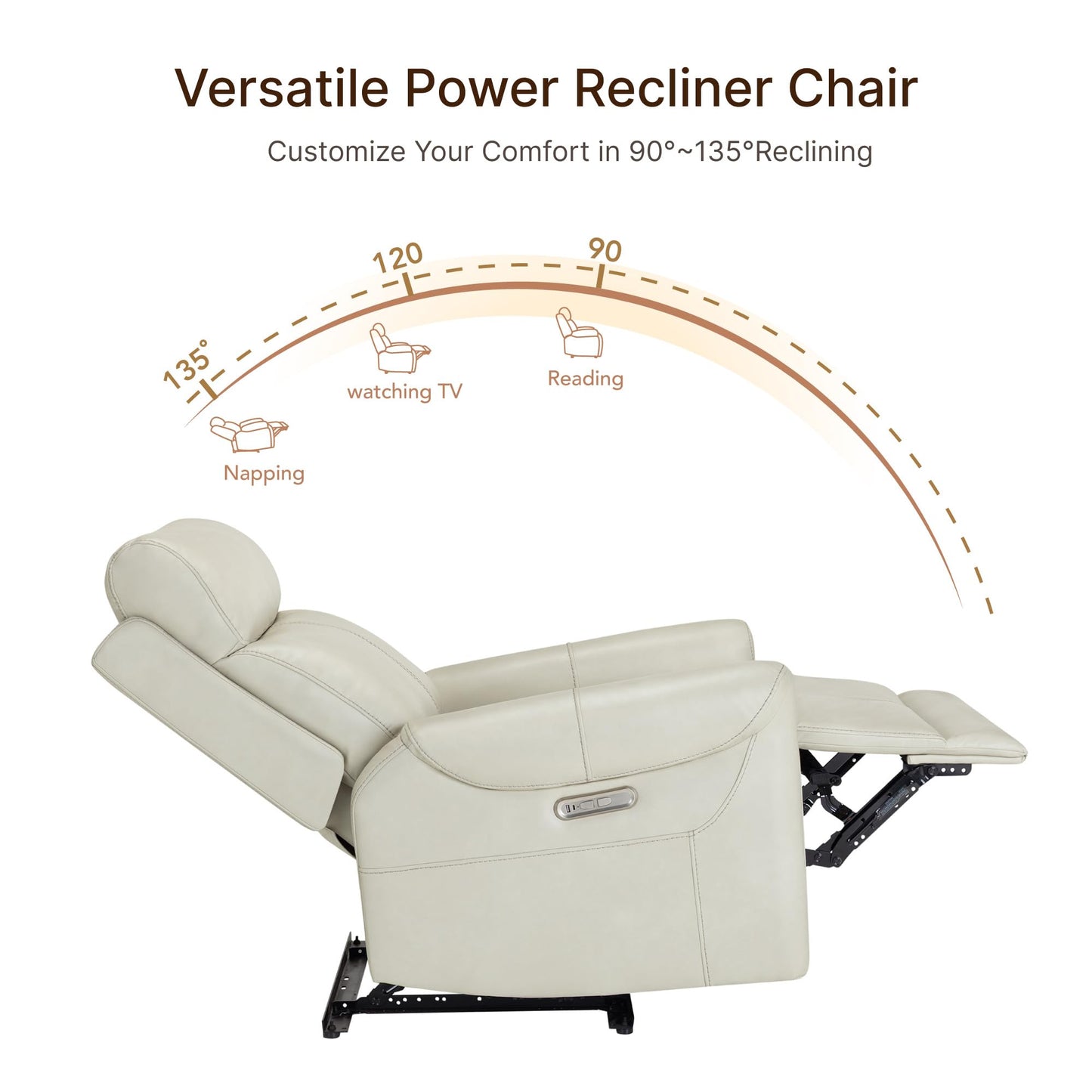 KISLOT Leather Recliner Chair Set of 2, Wall Hugger RV Recliners with USB Charging Ports Electric Power Reclining Sofa for Living Room Home Theater Seating Bedroom