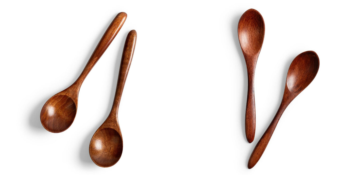 Hefild 2 PCS Wooden Spoons for Honey, 6.7 inch Small Wooden Spoons & 2 PCS Small Wooden Spoons, 5.8 Inch Honey Spoons for Tea