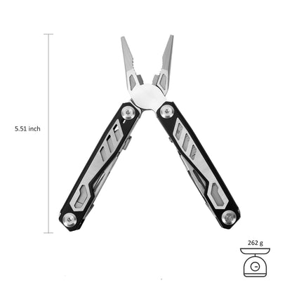 16-in-1 Compact Multitool, Full-Size, Multi Tool for DIY, High-Grip Black Handle - EDC/Hiking/Garden Essential/Outdoors