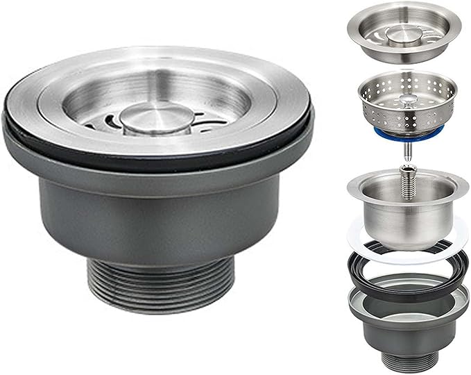 3-1/2 ‘’Kitchen Sink Drain Assembly Kit 304 Stainless Steel Sink Strainer Drain