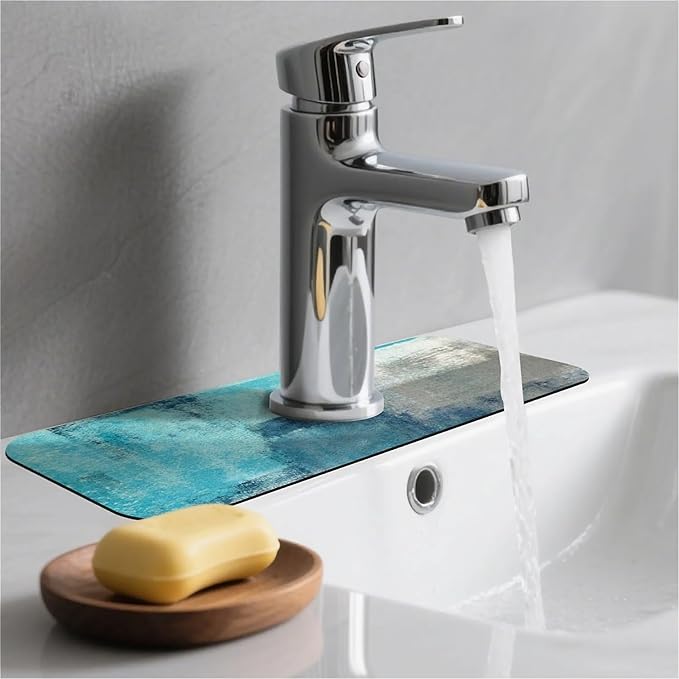 Kitchen Sink Splash Guard，Blue ocean Faucet Mat Sink Gadgets-Super Absorbent