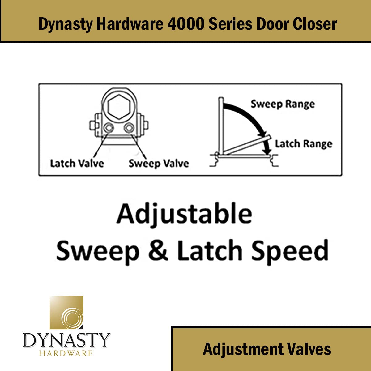 Dynasty Hardware Door Closer, Commercial Hydraulic Closer, Self-Closing, Spring Size 4, Surface Mount, Sprayed Aluminum, Series 4000