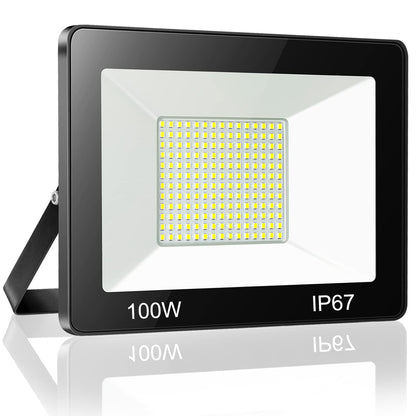 YIQIBRO 100W LED Floodlight Outdoor, 10000LM 6500K Outdoor LED Flood Lights Super Bright Security Light, IP67 Waterproof Spotlight for Garden, Garage, Yard, Patio, Warehouse, Factory