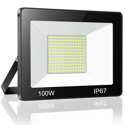 YIQIBRO 100W LED Floodlight Outdoor, 10000LM 6500K Outdoor LED Flood Lights Super Bright Security Light, IP67 Waterproof Spotlight for Garden, Garage, Yard, Patio, Warehouse, Factory