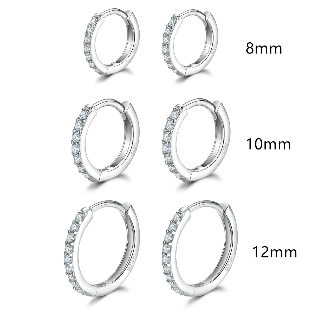 Sterling Silver Hoop Earrings Sterling Silver Stud Earrings for Women 6 Pairs Hypoallergenic Tiny Pearl Jewelry Set Cartilage Hoops