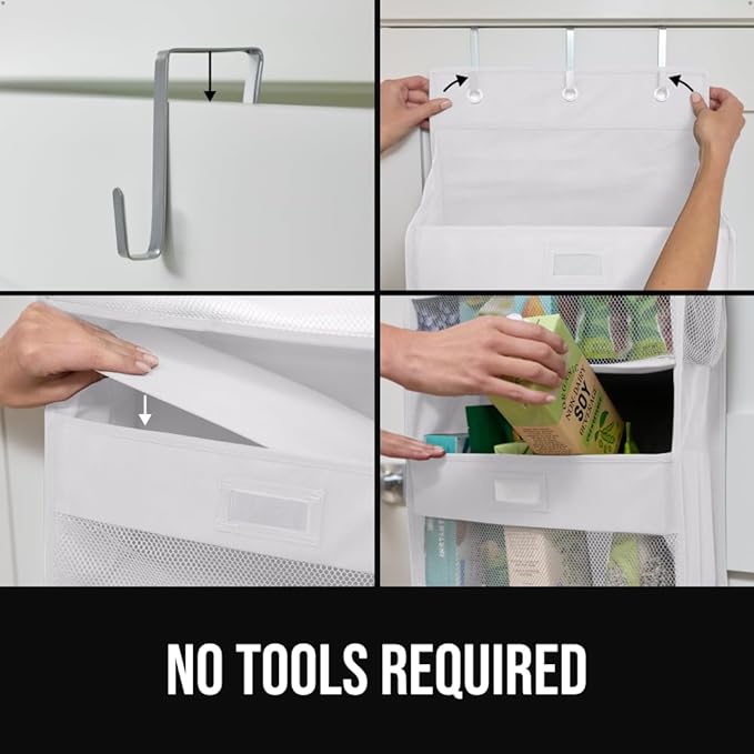 GORILLA GRIP Over The Door Organizer Storage, 5 Deep Hanging Shelves, Holds