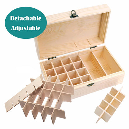 RoseFlower Wooden Portable Essential Oil Storage Box Home Fragrance Carrier Case, Holds 36 Bottles for 10, 15, 20, 50ml - Aromatherapy Organizer Nail Polish Fragrance Container - Keep Your Oils Safe