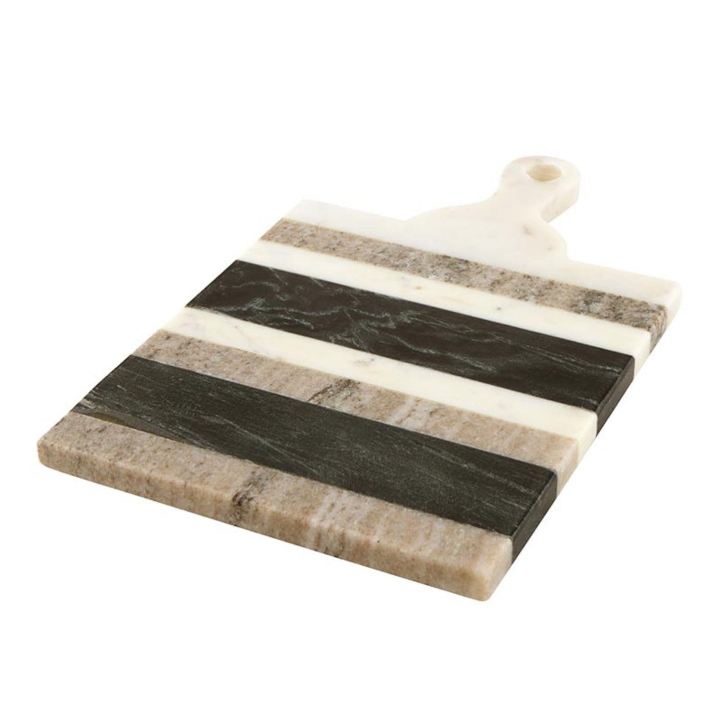 Santa Barbara Design Studio Charcuterie Boards Marble Serving Board Tray for Cheese, Meat, and Fruit, 10.75" x 7", Black/White/Tan Stripes
