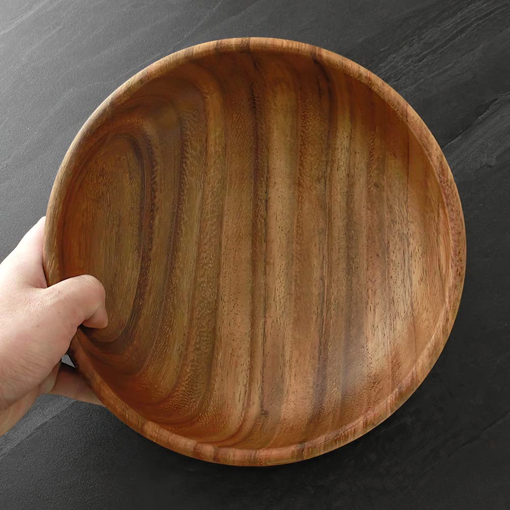 AOOSY Acacia Wood Salad Bowl Set — 9Inch Handmade Wooden Bowl with Serving Spoon & Fork, 3-Piece Mixing & Serving Set