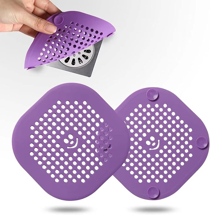 2 Pack Drain Hair Catcher Silicone Drain Protector Bathroom Accessories Hair