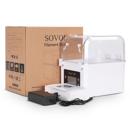 3D Printer Filament Dryer, Sovol SH01 Filament Dehydrator Spool Holder, Dry Box for Keeping Filament Dry During 3D Printing, Compatible with 1.75mm, 2.85mm PLA PETG TPU ABS Material