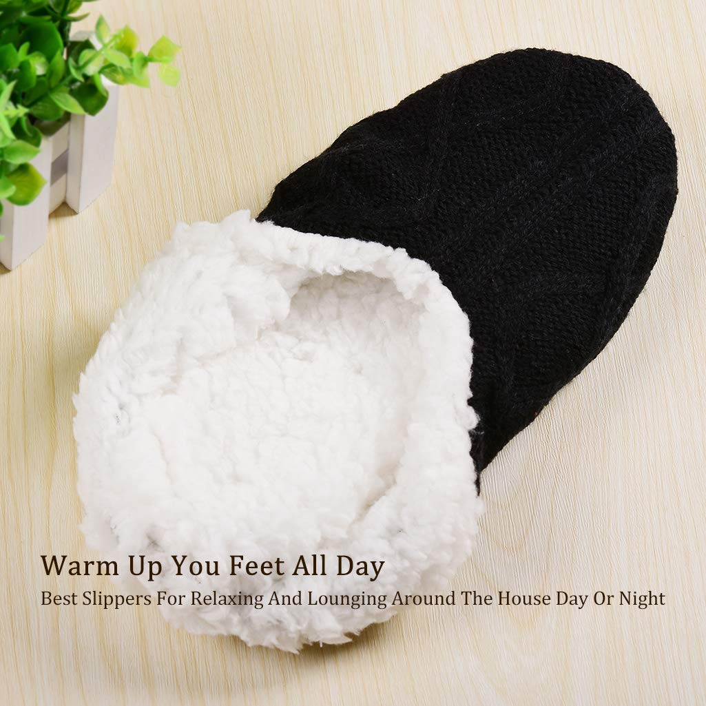 Panda Bros 2 Pairs Slipper Socks For Women With Grippers, Fuzzy Womens Slipper Socks With Non Slip Bottoms, Cozy Warm House Slippers
