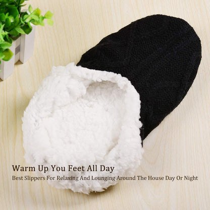 Panda Bros 2 Pairs Slipper Socks For Women With Grippers, Fuzzy Womens Slipper Socks With Non Slip Bottoms, Cozy Warm House Slippers
