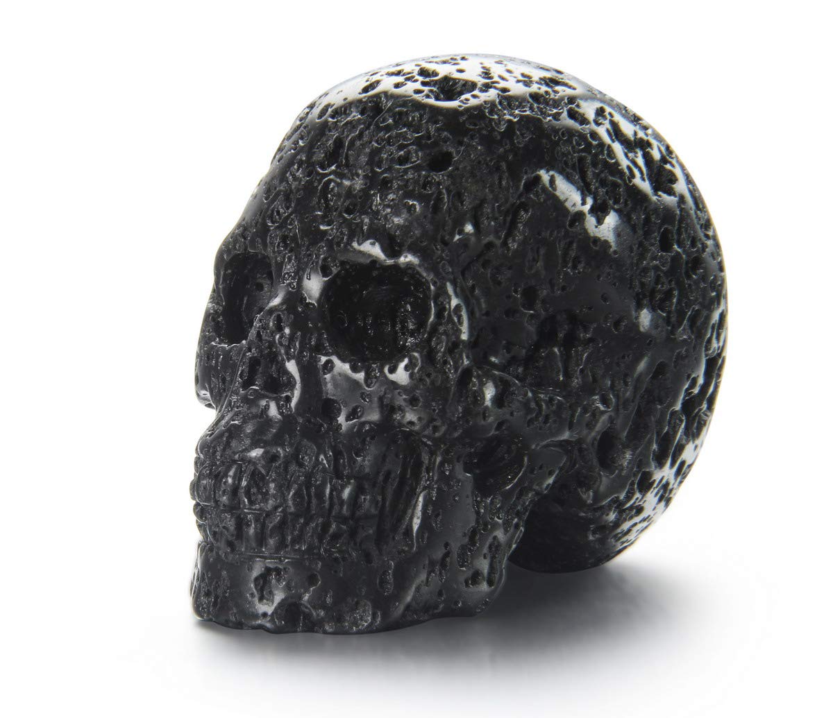Skullis 2.0" Hot Lava Stone Crystal Skull, Hand Carved Gemstone Fine Art Sculpture, Reiki Healing Stone Statue.