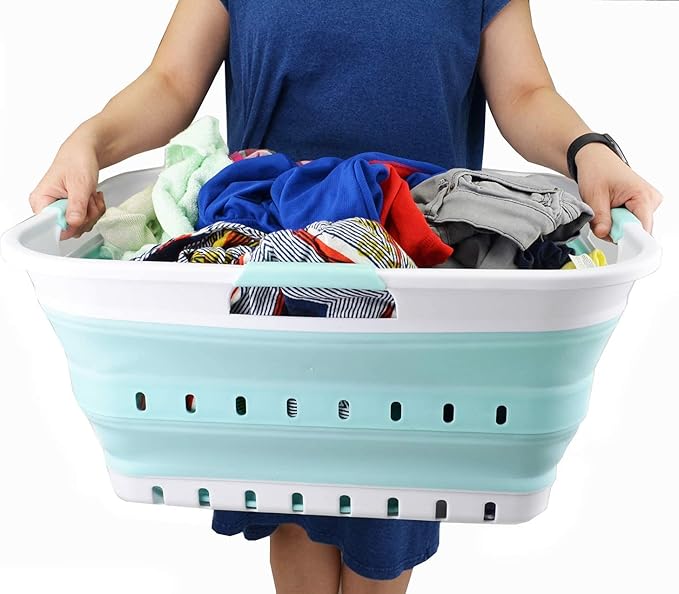 SAMMART 42L Collapsible Plastic Laundry Basket