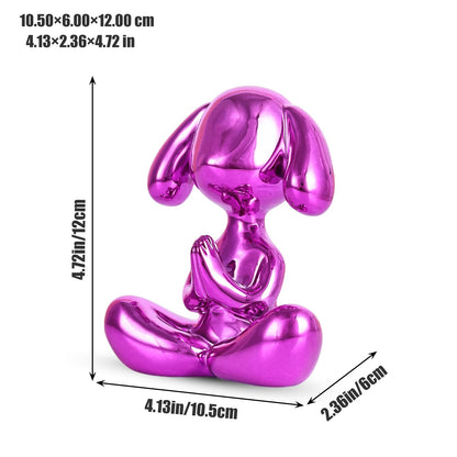 Purple Balloon Dog Statue in Meditation Pose - Small Balloon Dog Decor, Cute Preppy Room Ornament for Shelf, Desk, Vanity, Entryway or Office, Figurine Gift for Teen Girls, Clean Girl Room Aesthetic