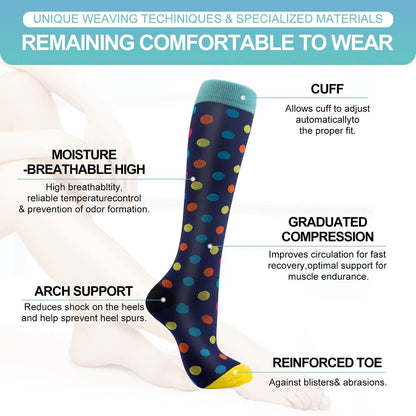Pnosnesy Compression Socks, (2/4/6/7 Pairs) for Men & Women 15-20 mmHg is Best for Athletics, Running, Flight Travel, Support