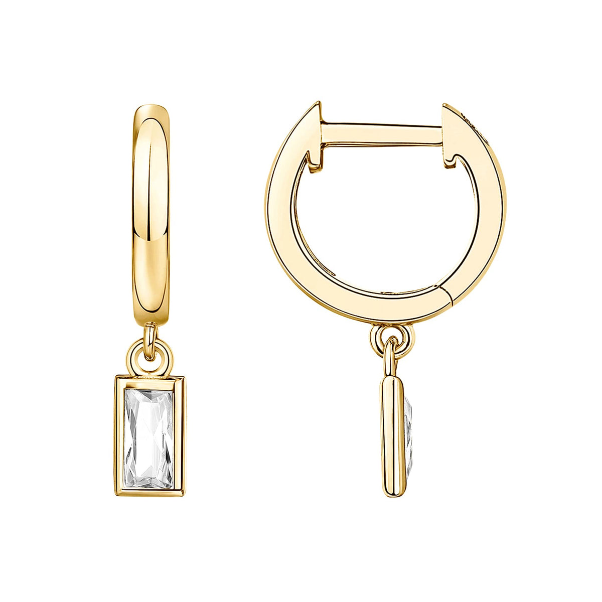 PAVOI Womens 14K Gold Plated Yellow Gold - S925 Sterling Silver Post Drop/Dangle Huggie Earrings