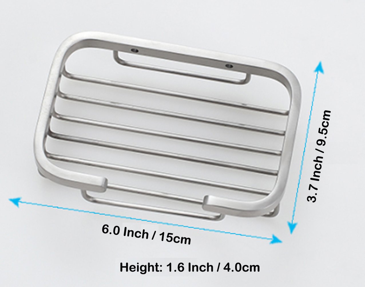 Deezio Satin Nickel Stainless Steel Soap Dish, Rectangular, 5 x 3.5 Inch, Wall Mounted, 100%
