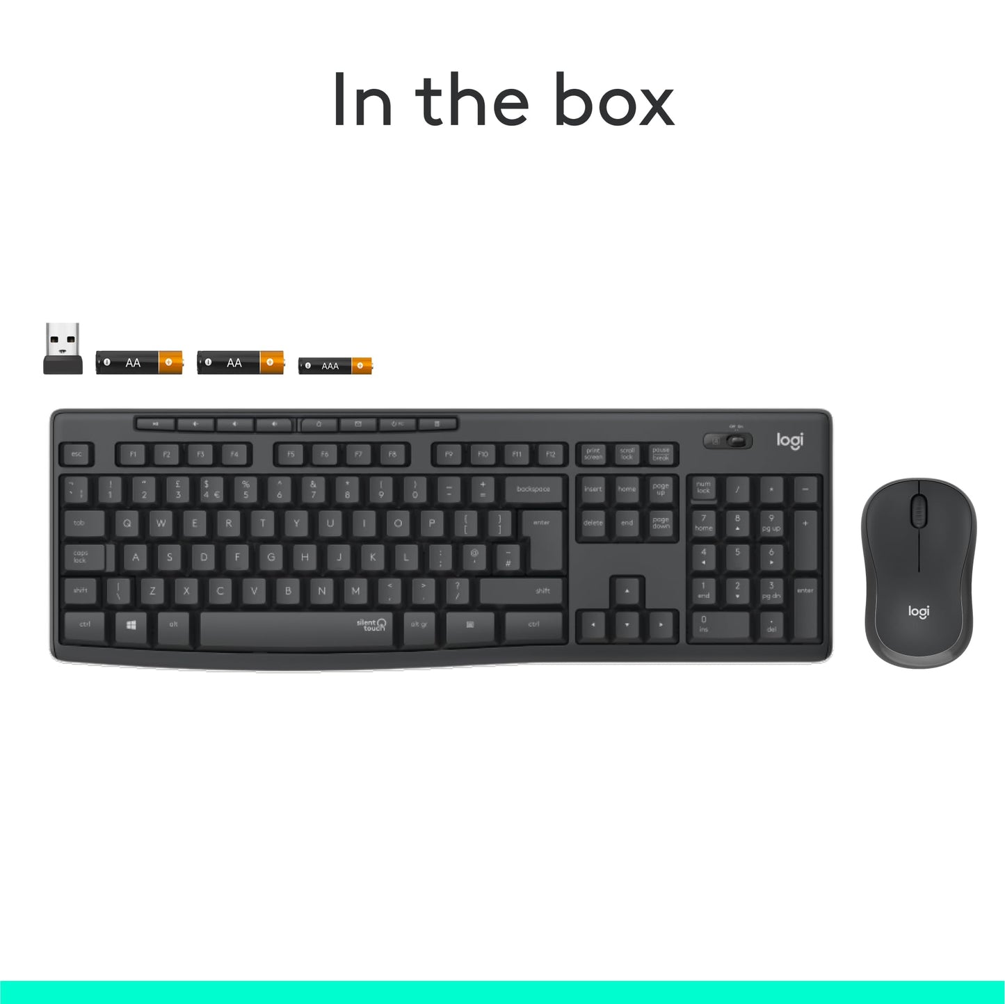 Logitech MK295 Silent Wireless Mouse & Keyboard Combo with SilentTouch Technology, Full Numpad, Advanced Optical Tracking, Lag-Free Wireless, 90% Less Noise, QWERTY UK English Layout - Black