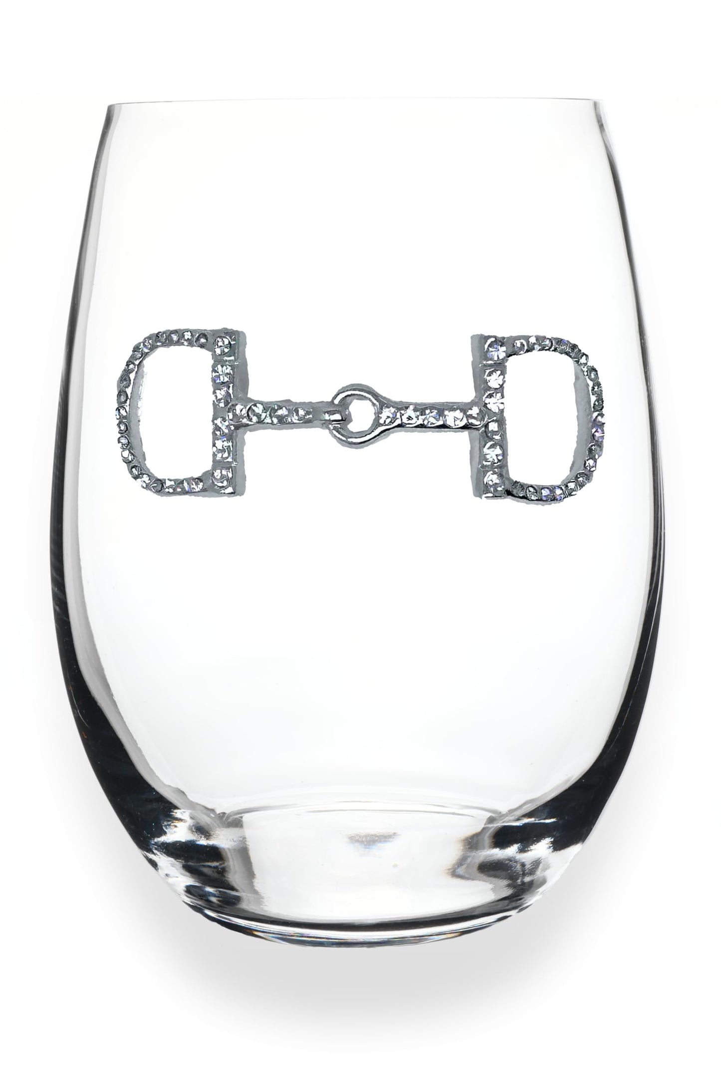 THE QUEENS' JEWELS Horse Bit Jeweled Stemless Wine Glass, 21 oz. - Unique Gift for Women, Birthday, Cute, Fun, Not Painted, Decorated, Bling, Bedazzled, Rhinestone