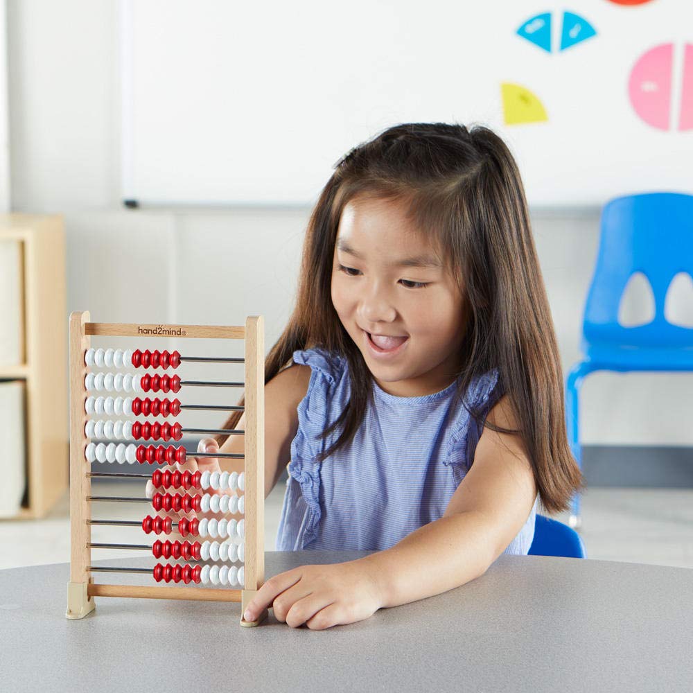 hand2mind Mini 100-Bead Wooden Rekenrek, Number Rack, Abacus for Kids Math, Counting Beads, Math Counters for Kids, Educational Toys for Elementary Kids, Math Manipulatives (Set of 1)