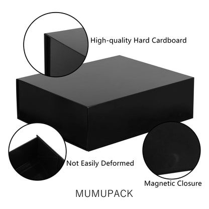 MUMUPACK Black Gift Box 16x13x5.3 Inches,Groomsmen Gift Box With Magnetic Lid,Large Gift Boxes For Easter, Mother's Day, Weddings, Graduations, Birthdays, Bridesmaids Gifts And More