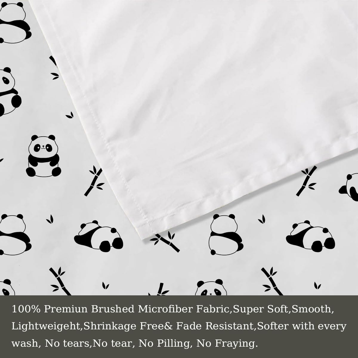 MUSOLEI Panda Sheets Panda Fitted Sheets Cute Animal Bed Set with 3D Ear Girl Twin Bed Sets Girl Full Bedding Kids Bedding Cute Kids Bed Sheets 1 Flat Sheet 1 Fitted Sheet with 1 Pillowcase (Twin)