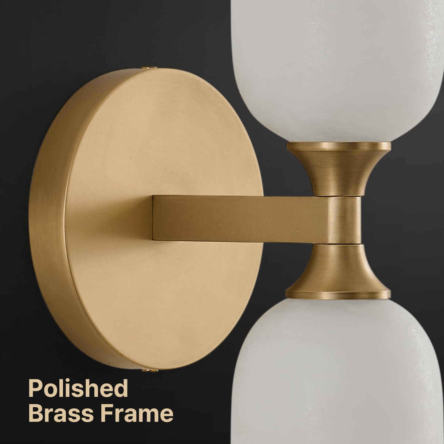 Vintage Alabaster Brass Wall Sconce: Set of 2 Antique Spanish Natural Marble Modern Vanity Wall Lights - 14" Brushed Gold Vanity Light - Indoor Sconces for Bathroom Stair Hallway Bedroom Living Room