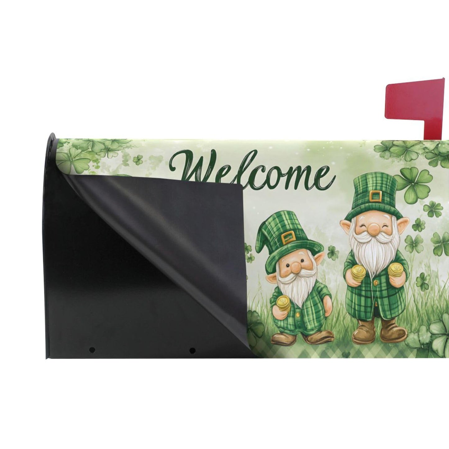 ALAZA Green Leprechauns Hat Shamrock Coin Patrick02 Magnetic Mailbox Cover MailWraps Garden Yard Home Decor for Outside Oversized-25.5" x20.8"
