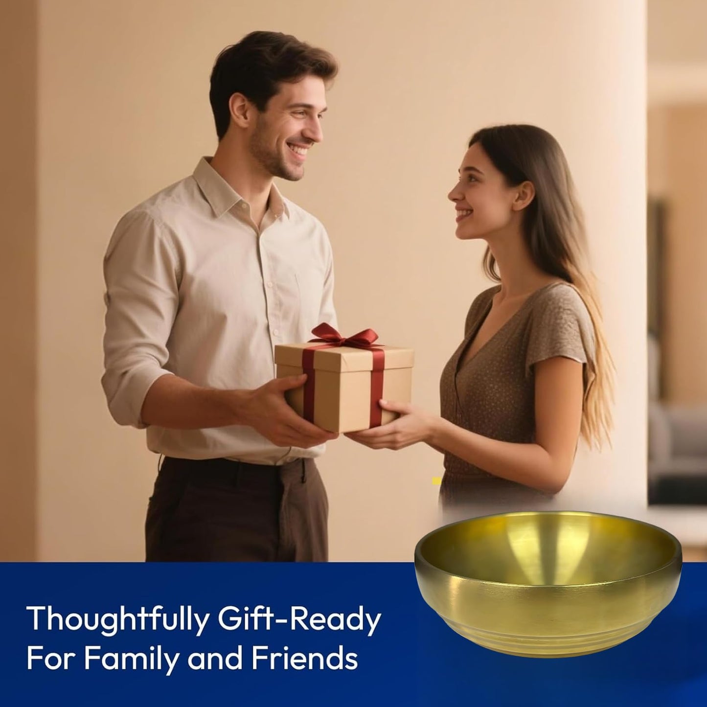 7.4" Gold Decorative Antique Bowl,Key Bowl for Entryway Table,Stainless Steel Fruit Bowl for Kitchen Counter,Modern Stylish Metal Centerpiece Bowl for Home,Dining Table,Shoe rack Decor (Gold)