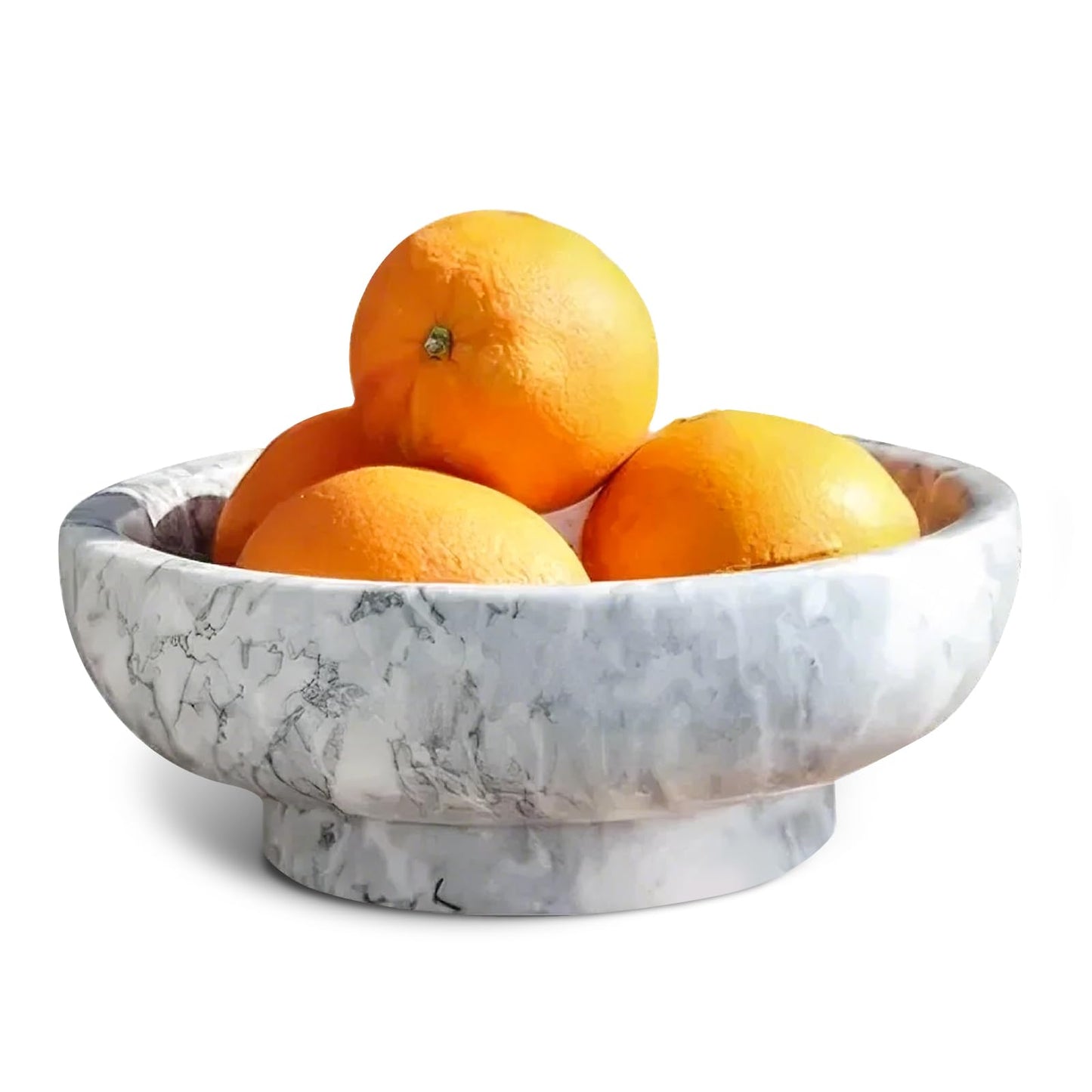OZLMC Premium Natural Marble Decorative Bowl - Large 10.2” Solid Marble (11 lbs) - Luxury Fruit Bowl with Grey Veins for Home Decor