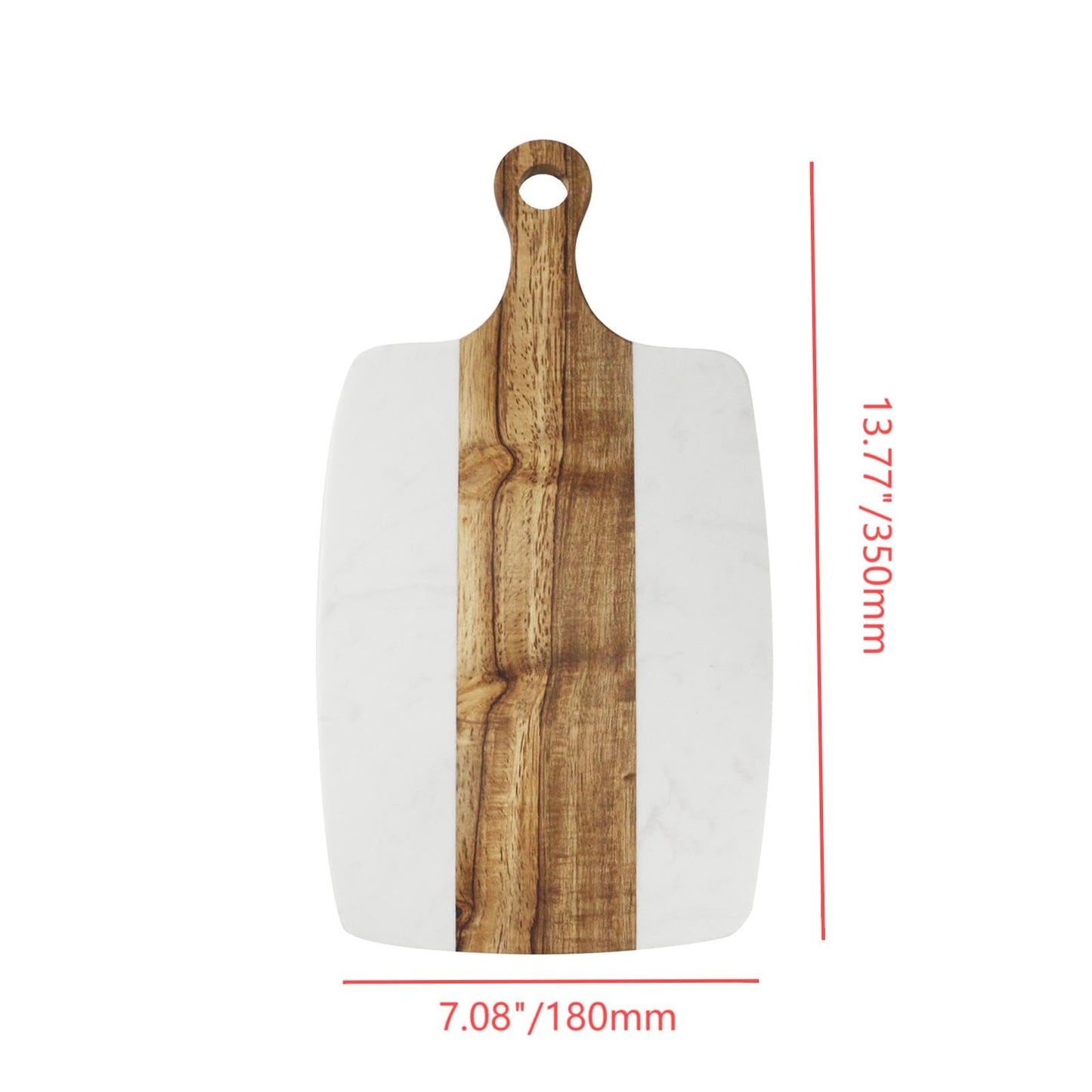 Nicerity Cutting Board with Marble and Natural Wood White Marble and Wood Charcuterie Board Cheese Board With Handle Serving （Type-3）