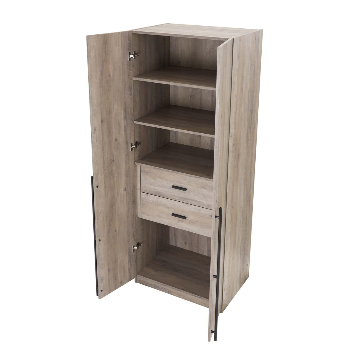 Manhattan Comfort Lee Modern Freestanding Closet 1.0 | Space-Saving Design with 6 Shelves, 4 Drawers & 2 Large Storage Areas | No Tool Assembly Storage Cabinet, 2 Piece Set, Grey