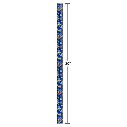 American Greetings Foil Christmas Wrapping Paper Rolls, Metallic Rose Gold and Navy Blue Holiday Gift Wrap (80 sq. ft., 4 Rolls-30 in. x 8 ft., Reversible) Snowflakes, Reindeer, Merry Christmas