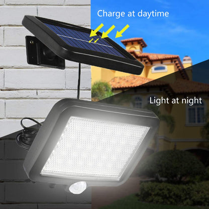 Jorft Solar Security Lights, 56 LED Solar Wall Lamp Human/Light Sensor Waterproof Super Bright Lights for Garden, Fence, Door, Yard or Entrance Use