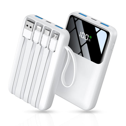 Power Bank, 15000mAh Portable Charger with Built in Cable, 22.5W Fast Charging, 6 Outputs, Slim Travel Essential Battery Pack with LED Display, Compatible with iPhone 17/16/15/14/13, Samsung, iPad